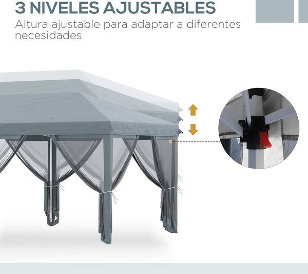 Outsunny Skládací Gazebo 6x3 m s 6 Anti-UV Moskytiérovými Stěnami a Pouzdrem pro Kempování Šedá | Aosom