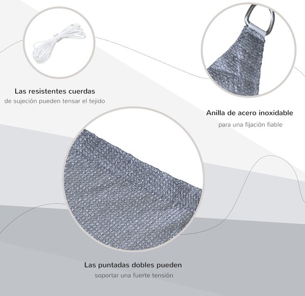 Outsunny Obdélníková sluneční plachta 4x6 m HDPE stínící plachta se z nerezové oceli a provazy pro zahradu a terasu šedá | Aosom