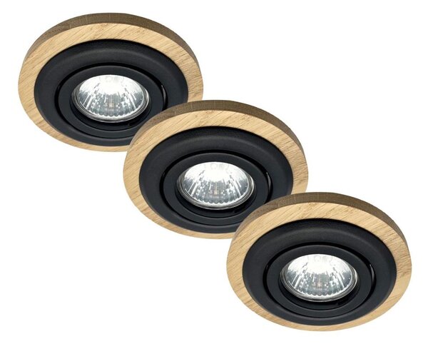 SADA 3x Podhledové svítidlo TOBBY 1xGU10/20W/230V pr. 11,5 cm dub/černá