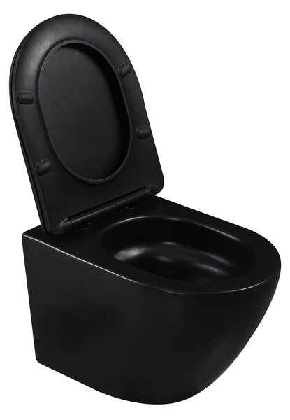 Invena Invena, MISKA WC PODWIESZANA, QFS, TAVRO OKRĄGŁA, Z DESKY WOLNOOPAD, CZARNY, INV-CE-71-005-Y