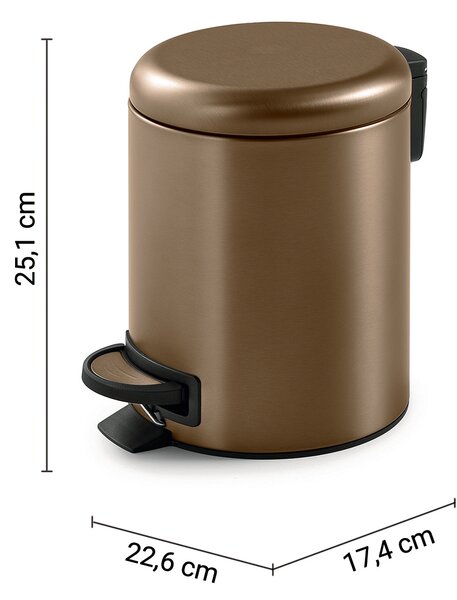 Gedy Gedy, POTTY odpadkový koš 3l, Soft Close, měď mat, 320982
