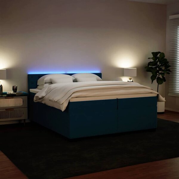 Box spring postel s matrací modrá 200 x 200 cm samet 3288718