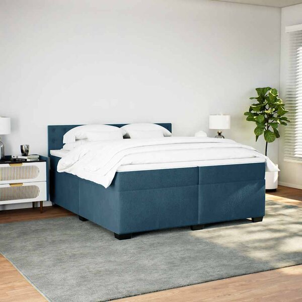 Box spring postel s matrací modrá 200 x 200 cm samet 3288718