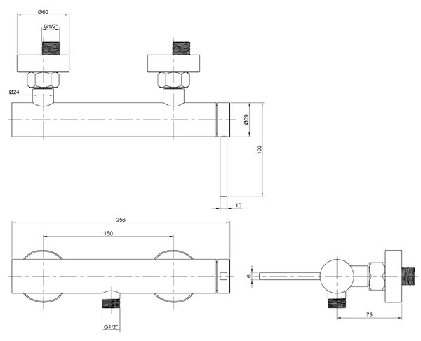 Invena Invena, BATERIE NATRYSKOWA DROPIA CZARNY, INV-BN-15-004-J