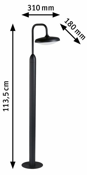 PAULMANN LED stojací svítidlo Nostro IP44 kruhové 1.135mm 3000K 10W 230V antracit hliník