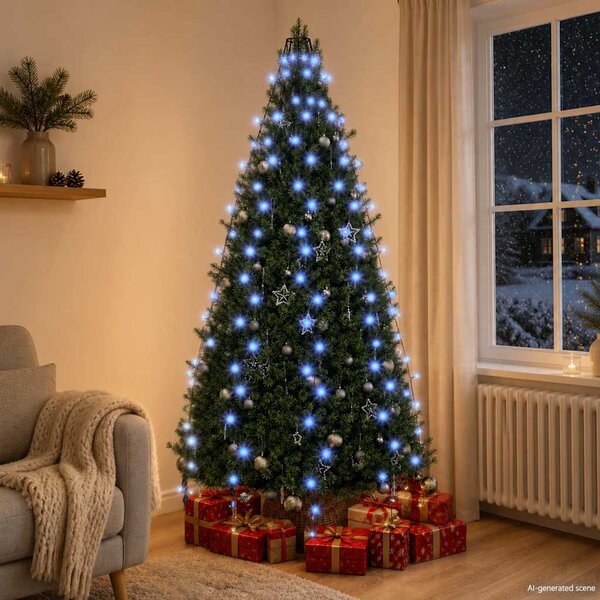 Světelná síť na vánoční stromek 210 modrých LED diod 210 cm 328881