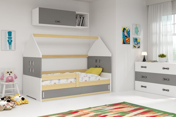 Dětská postel Domi 1 80x160 - 1 osoba – Borovice, Grafit, Bílá