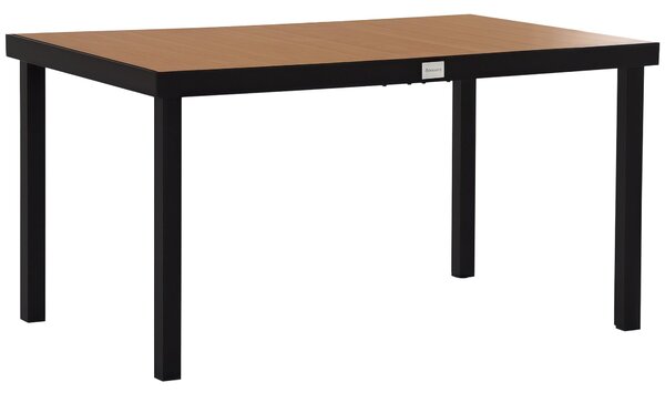 Zahradní stůl Outsunny pro 6 osob, jídelní stůl z hliníku, zahradní nábytek, lounge nábytek, snadno udržovatelný plast, přírodní + černá 140 x 90 x 74