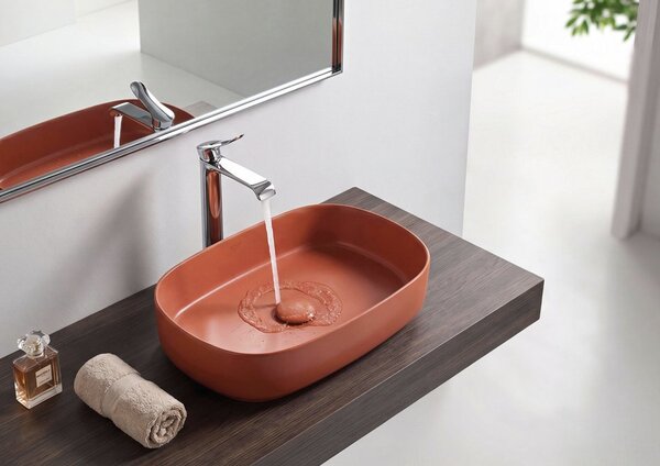 Isvea Isvea, INFINITY OVAL keramické umyvadlo na desku, 55x36cm, terracotta, 10NF65055-2U