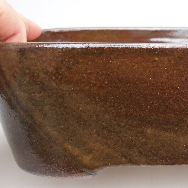 E-bonsai Keramická bonsai miska 23 x 18 x 7,5 cm hnědozelená
