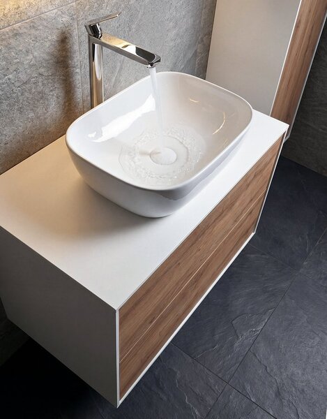 Aqualine Aqualine, ZANYA umyvadlová skříňka 80x50x46cm, bílá mat/dub emporio, ZA280