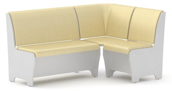 Rohová lavice TUNIS (Barva dřeva: bílá, Materiál potahu: vinyl - slonová kost)