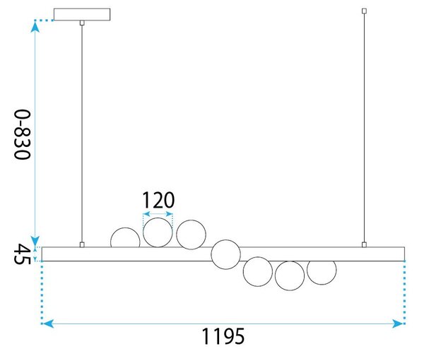 Toolight Rea, Závěsné stropní svítidlo APP1907-7CP, OSW-66580
