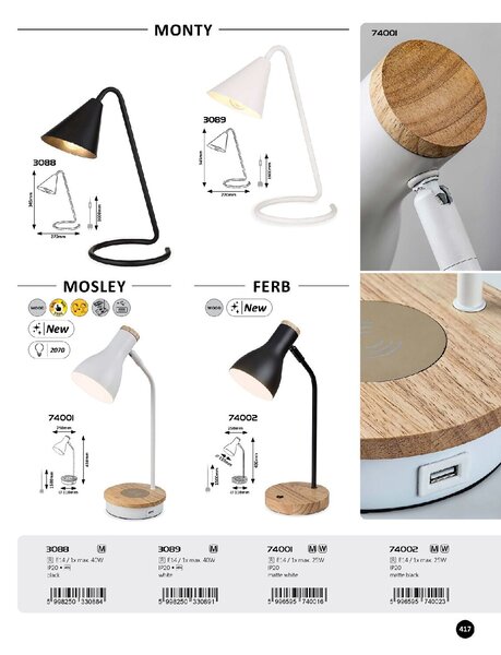 74002 Stolní lampa FERB E14 1x MAX 25W