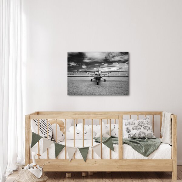 Obraz - Letadlo černobílé (70x50 cm)