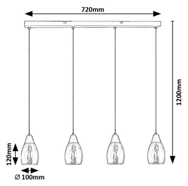 72184 Závěsné svítidlo ILMARI E27 4x MAX 15W