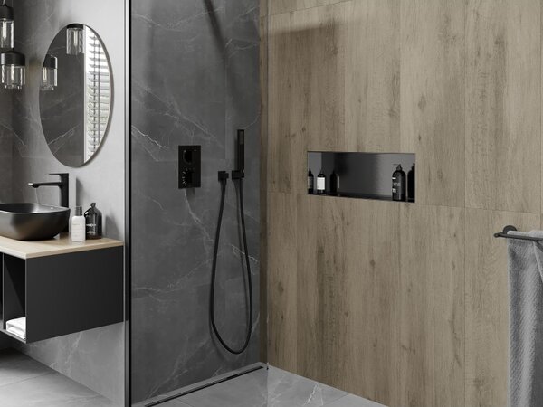 Mexen X-Wall-NR vestavěná police bez lemu 60 x 20 cm, kartáčovaná gun grey - 19E1602010