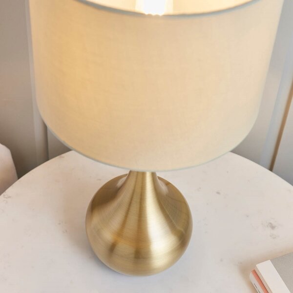 Endon 61191 - Stmívatelná stolní lampa PICCADILLY 1xE14/40W/230V mosaz/béžová