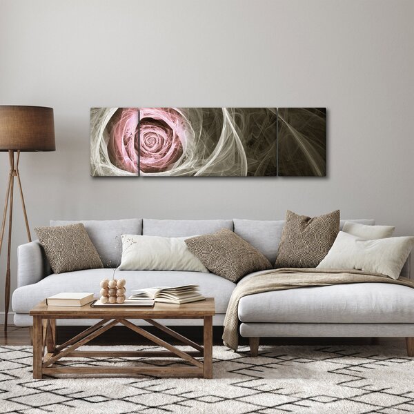 Obraz - Abstraktní růže světle růžová (170x50 cm)