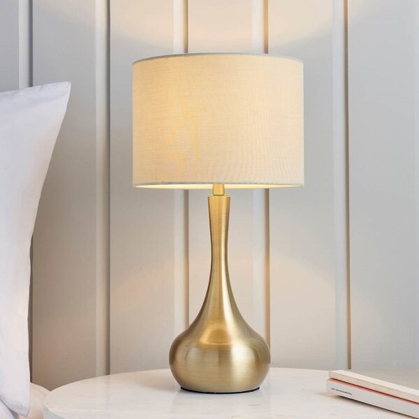 Endon 61191 - Stmívatelná stolní lampa PICCADILLY 1xE14/40W/230V mosaz/béžová