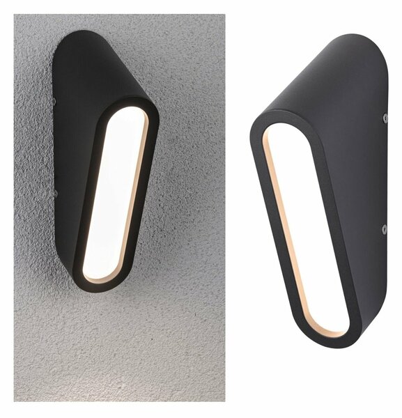 PAULMANN LED venkovní nástěnné svítidlo Cliff IP44 64x116mm 3000K 9,5W 230V antracit hliník