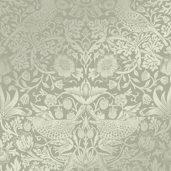 Vliesová tapeta na zeď, zelená, květiny, ptáci, 124237, William Morris At Home