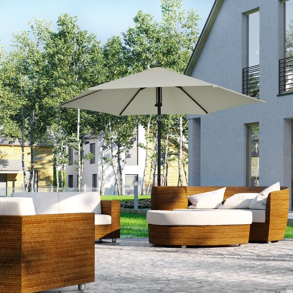 Slunečník do zahrady Outsunny s nastavitelným sklonem, rovný, manuálně ovládaný, s kovovou konstrukcí, hustota polyesteru 180 g/m², Ø 265 x 235H cm, s