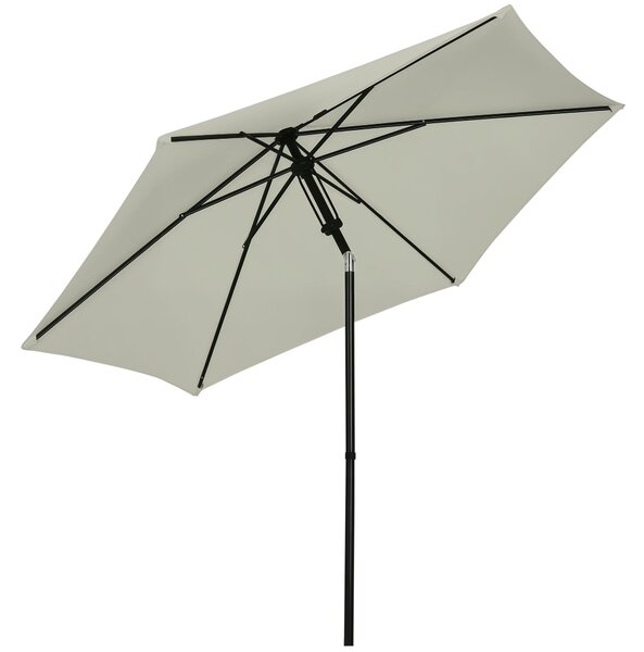 Slunečník do zahrady Outsunny s nastavitelným sklonem, rovný, manuálně ovládaný, s kovovou konstrukcí, hustota polyesteru 180 g/m², Ø 265 x 235H cm, s