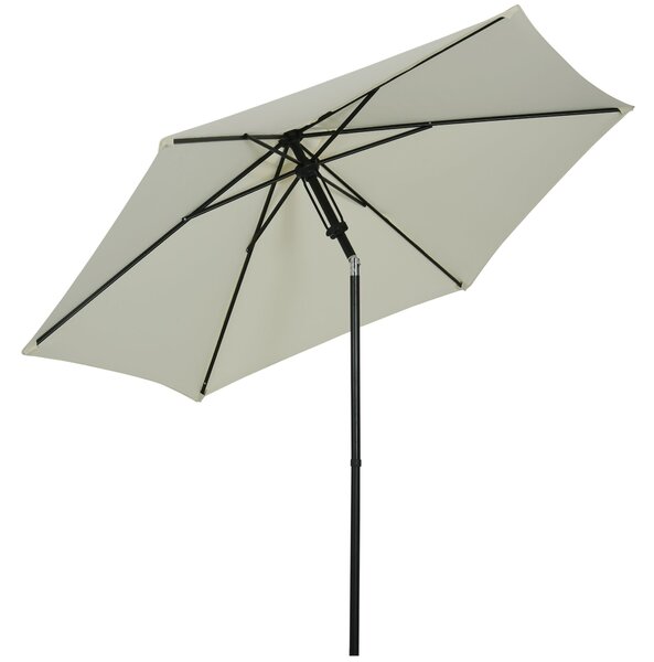 Slunečník do zahrady Outsunny s nastavitelným sklonem, rovný, manuálně ovládaný, s kovovou konstrukcí, hustota polyesteru 180 g/m², Ø 265 x 235H cm, s