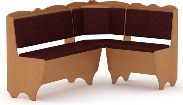 Rohová lavice RHODOS (Barva dřeva: buk, Materiál potahu: vinyl - bordo)