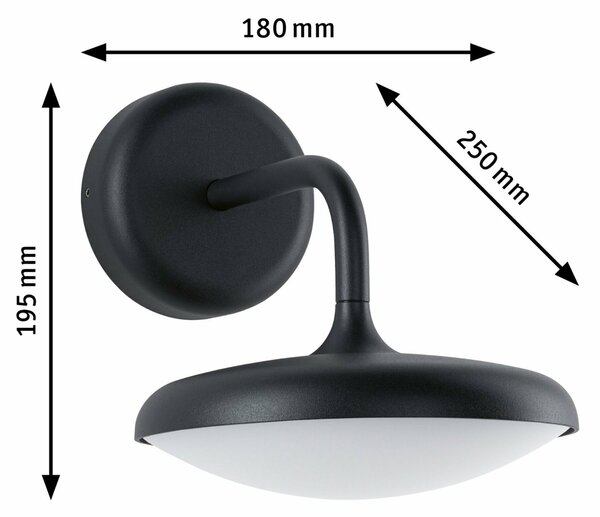 PAULMANN LED venkovní nástěnné svítidlo Nostro IP44 kruhové 180x250mm 3000K 10W 230V antracit hliník