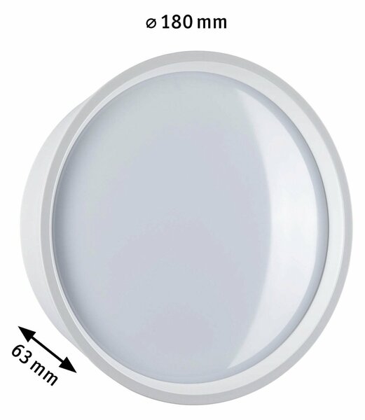 PAULMANN LED venkovní nástěnné svítidlo Platomo IP44 kruhové 180mm 3000K 14,5W 230V bílá umělá hmota