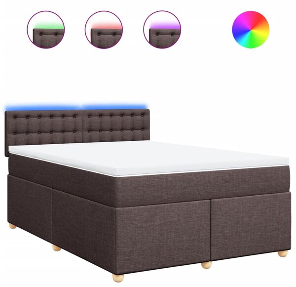 Box spring postel s matrací tmavě hnědá 140x190 cm textil 3288992