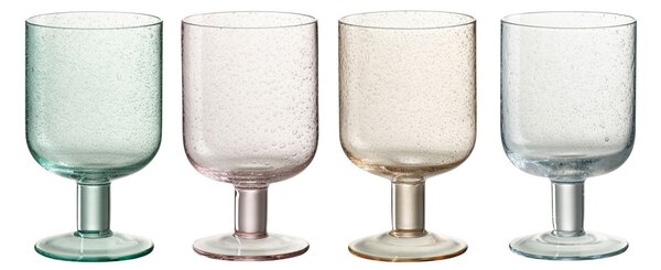 4ks barevná sklenička na noze s bublinkami Louise - Ø8*13cm / 360ml - J-Line by Jolipa