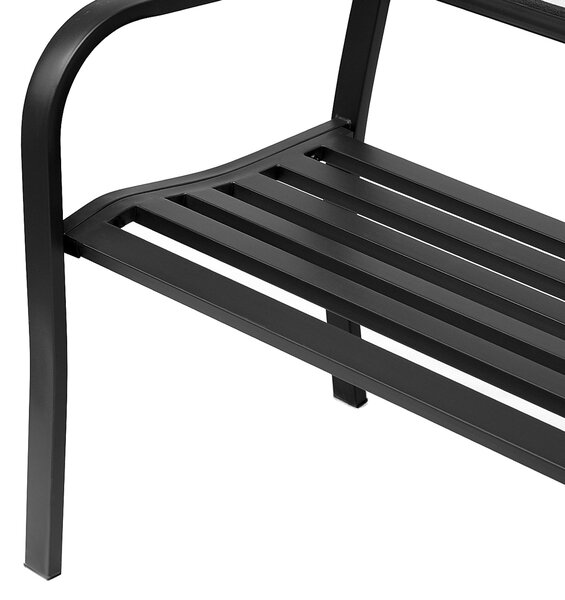 Outsunny Lavice pro 3 osoby do zahrady, venkovský styl pro balkon, terasu, patio 127 x 60 x 85 cm, robustní antikorozní epoxidově natřený kov, černá |