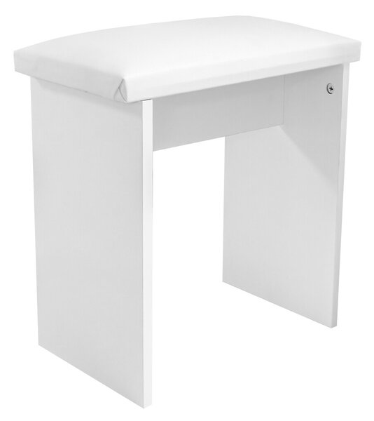 Aga Toaletní stolek se zrcadlem a LED osvětlením + taburet Matný bílý