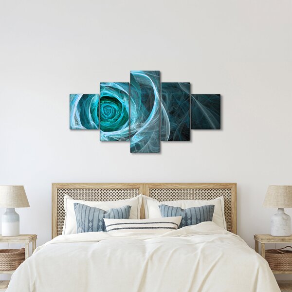 Obraz - Abstraktní růže modrá s černým pozadím (125x70 cm)