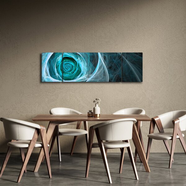 Obraz - Abstraktní růže modrá s černým pozadím (170x50 cm)