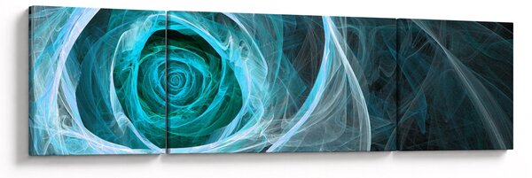 Obraz - Abstraktní růže modrá s černým pozadím (170x50 cm)