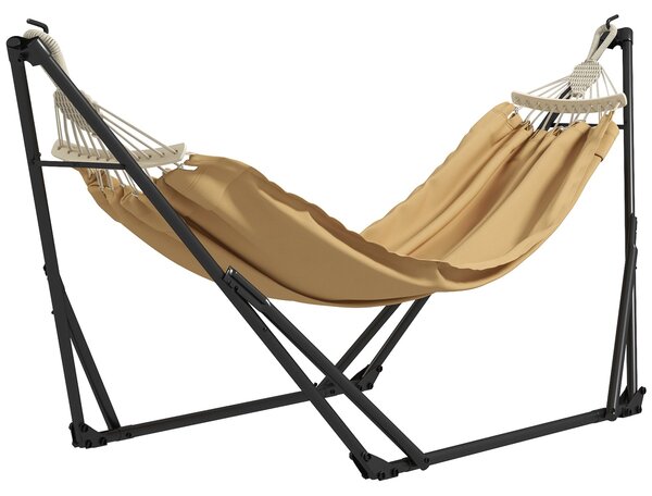 Skládací ocelový stojan na hamaky Outsunny, 2-v-1 podpora pro hamaku nebo závěsné křeslo, včetně tašky na přenášení, rozměry 263D x 89Š x 100V cm | Ao