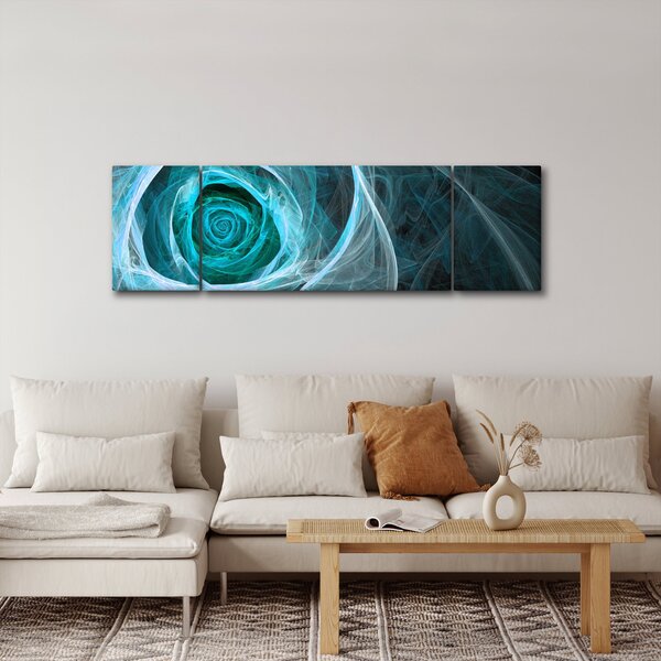 Obraz - Abstraktní růže modrá s černým pozadím (170x50 cm)