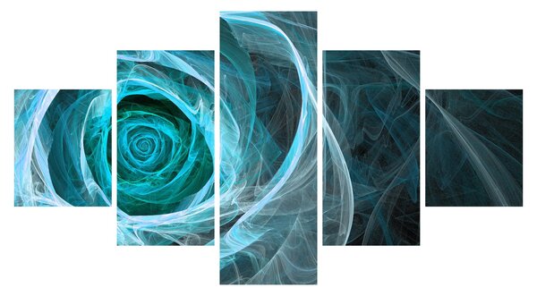 Obraz - Abstraktní růže modrá s černým pozadím (125x70 cm)