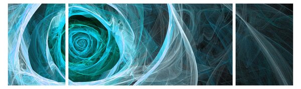 Obraz - Abstraktní růže modrá s černým pozadím (170x50 cm)