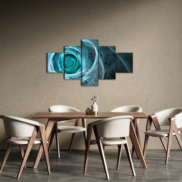 Obraz - Abstraktní růže modrá s černým pozadím (125x70 cm)