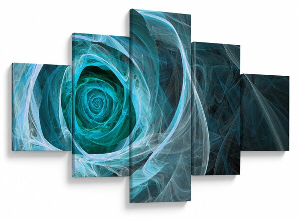 Obraz - Abstraktní růže modrá s černým pozadím (125x70 cm)