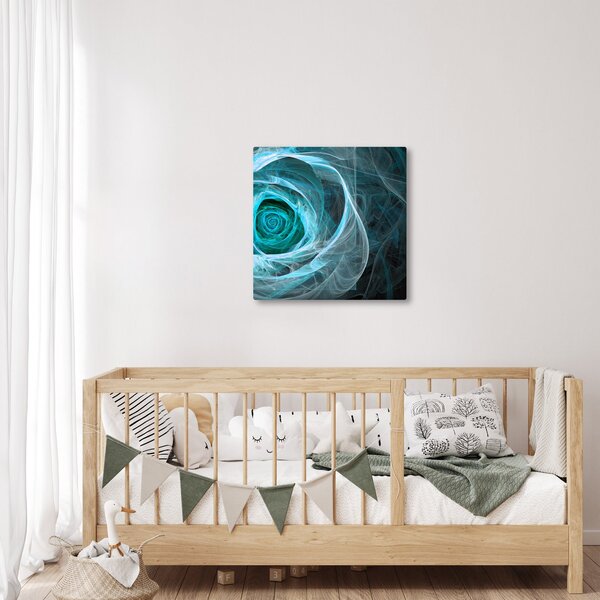Obraz - Abstraktní růže modrá s černým pozadím (30x30 cm)