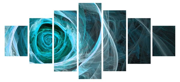 Obraz - Abstraktní růže modrá s černým pozadím (210x100 cm)