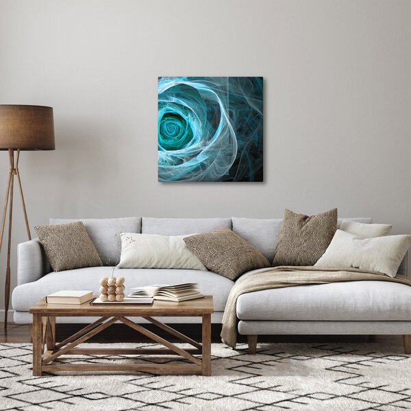 Obraz - Abstraktní růže modrá s černým pozadím (30x30 cm)