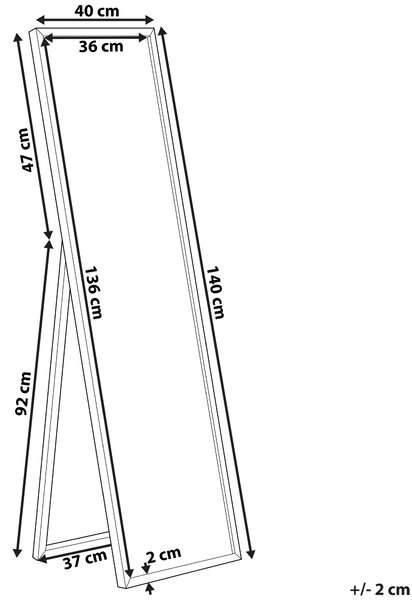 Stojací zrcadlo TORCY 140 cm Stříbrná