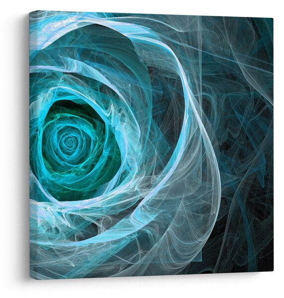 Obraz - Abstraktní růže modrá s černým pozadím (30x30 cm)